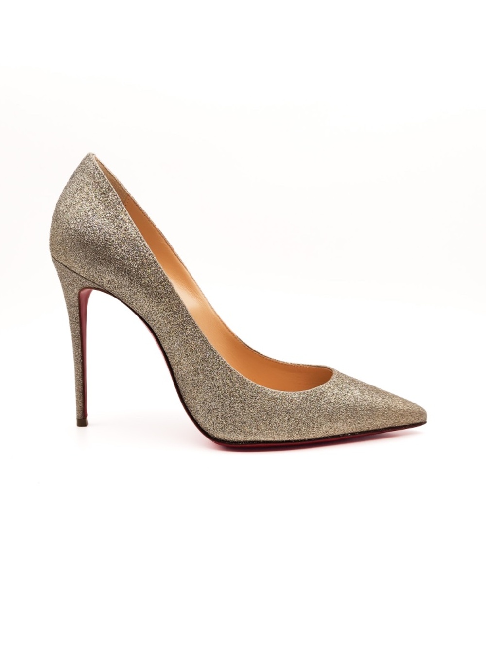 Christian Louboutin Gold Glitter Pointed-Toe Pumps Heels EU 37